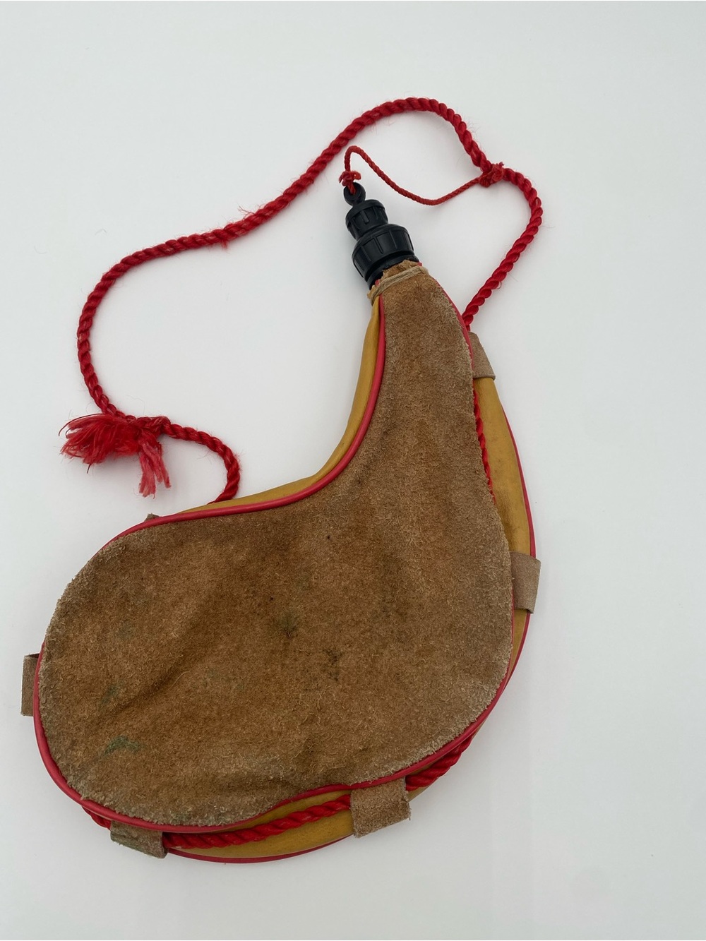 Leather and Suede Red Rope Canteen Flask - Unbranded